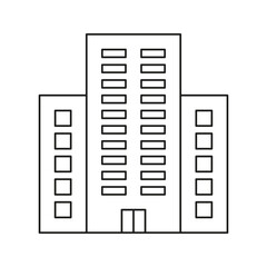 Office Building Line Icon. Urban Architecture And Commercial Real Estate Outline Symbol. Business Infrastructure And Corporate Headquarters. Editable Stroke. Isolated Vector Illustration