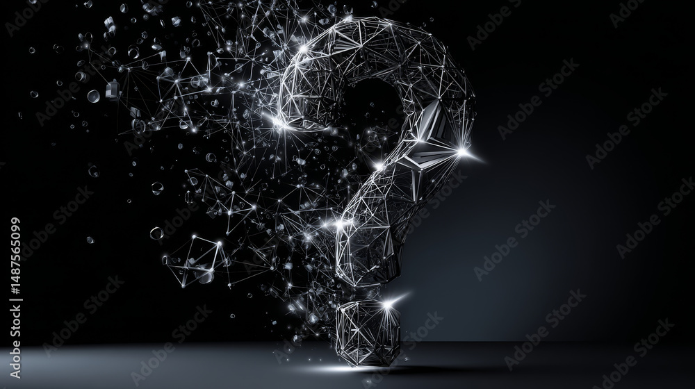 Poster question mark icon form lines, triangles and particle style design. illustration vector