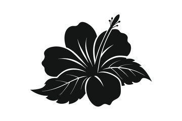 Hibiscus flower silhouette vector illustration on white background
