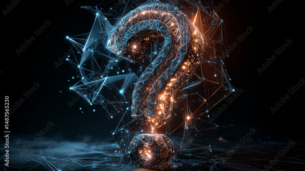 Poster question mark icon form lines, triangles and particle style design. illustration vector