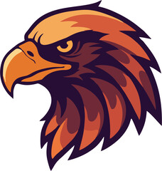 Clean eagle head with minimal details for engraving and print