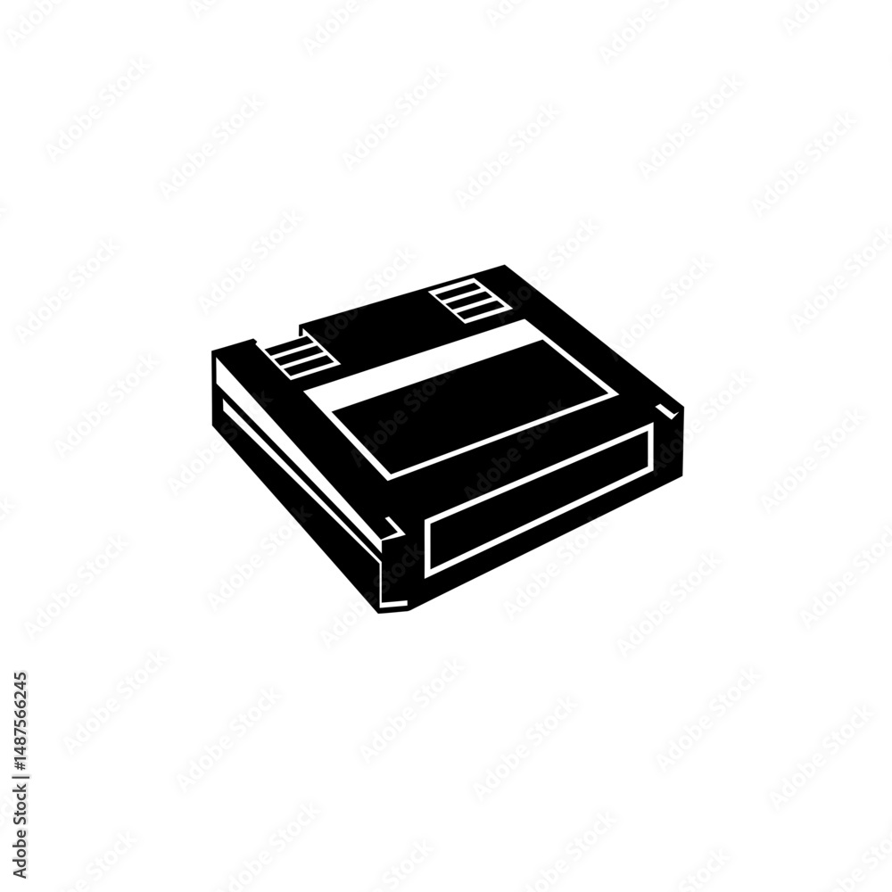 Poster simplified memory storage: a minimalist line art depiction of a standard storage device, embodying s