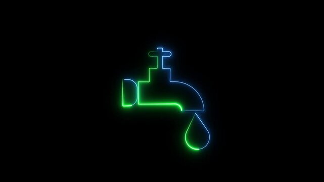  Glowing neon tap icon. 4k video