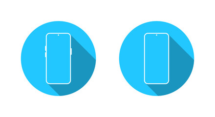 Blank screen smartphone icon with long shadow. Mobile phone sign. Cellphone symbol