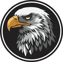 Vector eagle head inside circle border, balanced design