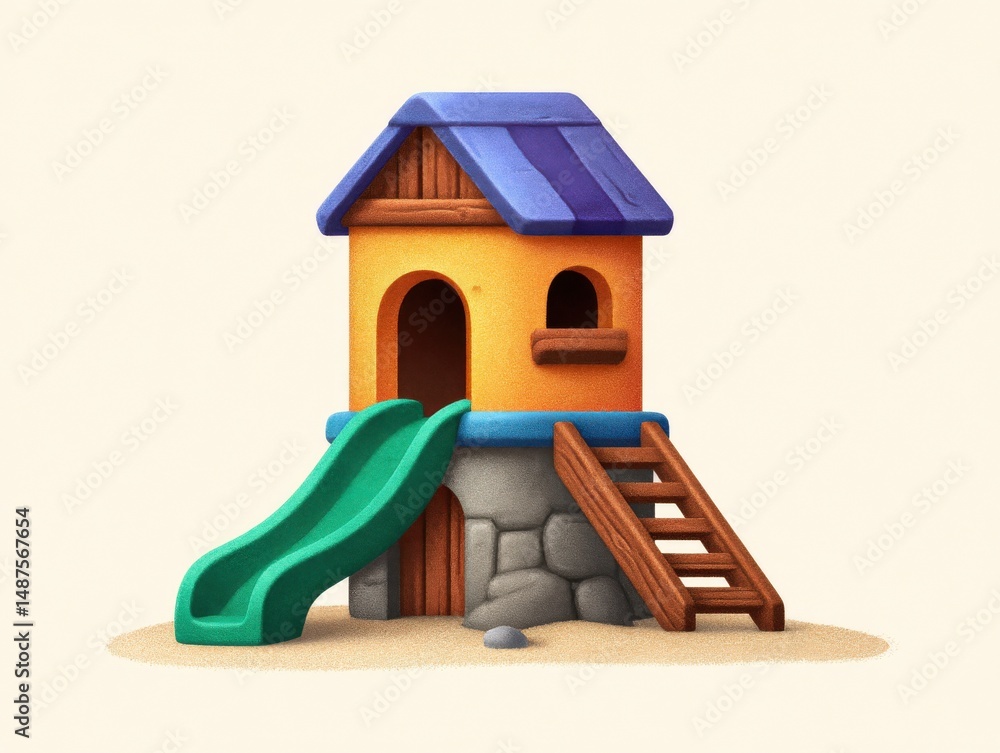 Aufkleber playful playground structure with slide and stairs designed for children's amusement featuring vibra