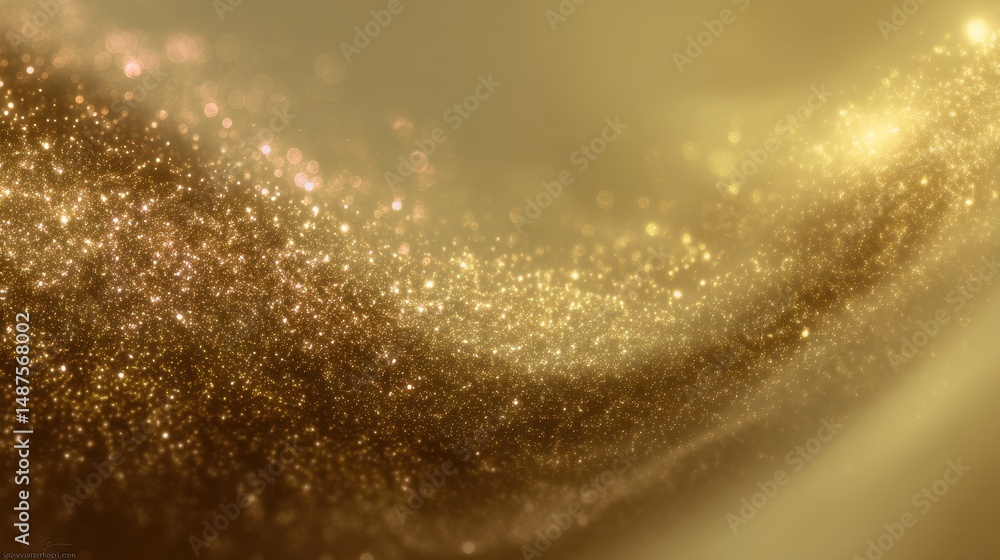 Poster Sparkling golden abstract background with shimmering particles creating a glimmering texture suitable for luxury design and festive celebrations