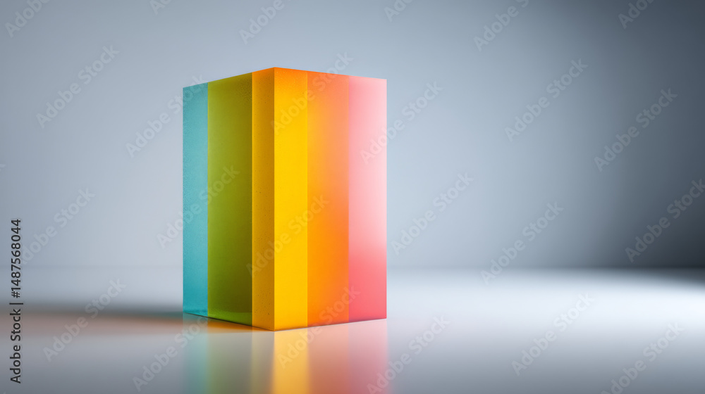 Poster vibrant abstract structure showcasing colorful transparent layers.