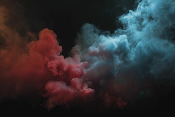 Crimson and Teal Smoke Clouds: A Dramatic Abstract Image