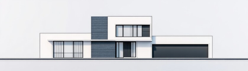 Fototapeta premium Minimalist Modern House Facade with Gray Stone Accent,Architecture ,Design