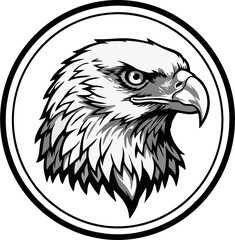 Outlined Eagle Head in Circle Badge with Clean Lines