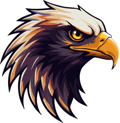 Circle badge logo with outlined eagle head, high-contrast vector