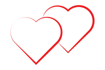 double and two heart icon, isolated on white background.