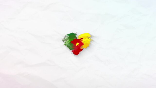 Cameroon grunge flag. Heart for your design. Beautiful heart consisting of paint strokes. Perfect for screensavers or intros