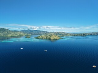 Aerial view of Padar Island between Komodo and Rinca Islands near Labuan Bajo in Indonesia.