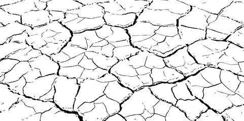 Vector background. Desert backdrop.The cracks texture white and black.Cracks in dry surface soil texture	
