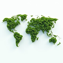 World map made from green plants