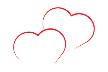 double and two heart icon, isolated on white background.