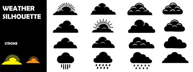 Weather Silhouette Vector Set – Forecast Icons & Climate Illustrations