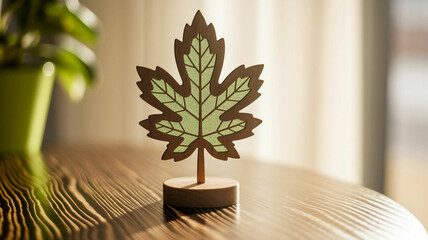 Wooden Leaf Decoration on Table