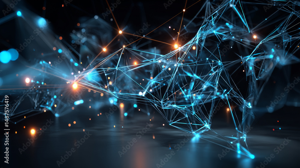 Poster big data connecting network. blockchain. futuristic technology background. security network