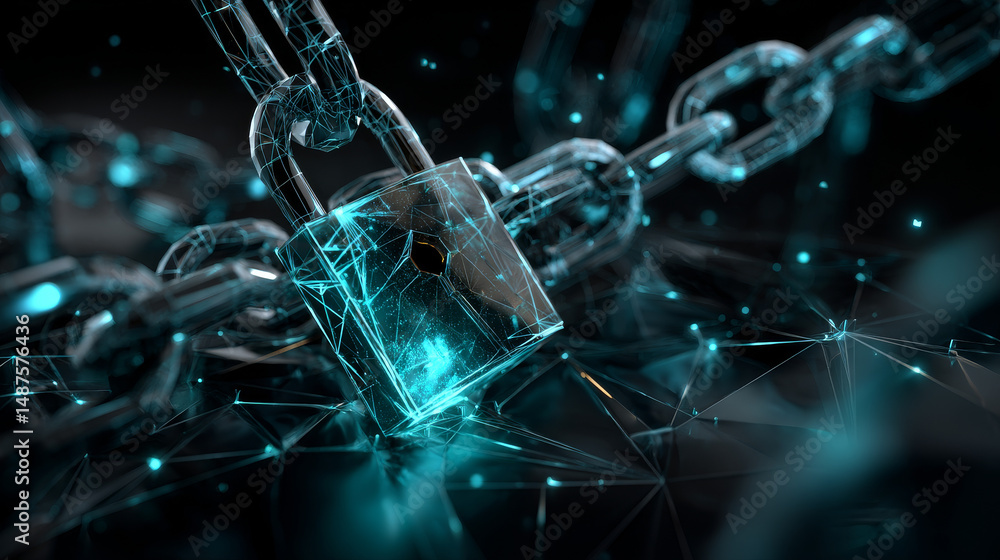 Poster big data connecting network. blockchain. futuristic technology background. security network