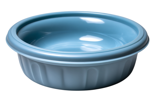 Ceramic round blue dish, white isolate background