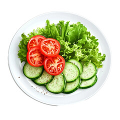 Freshly prepared salad on a white plate, a visual representation of healthy eating