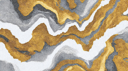 Abstract mosaic artwork with golden, gray, and white swirling patterns for decoration