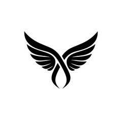 Fototapeta premium Winged Freedom Emblem: A sleek emblem design featuring stylized wings, symbolizing freedom, aspiration, and limitless potential in minimalist aesthetic.