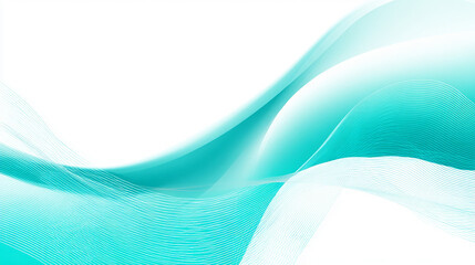 Elegant abstract teal and white background with flowing wavy lines for design concepts