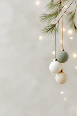 serene and elegant minimalist christmas decoration on soft light background