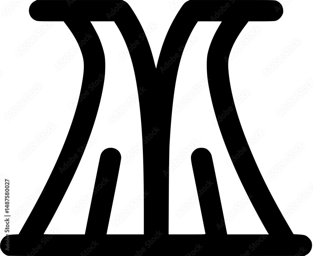 Poster abstract glyph evoking bridge architecture