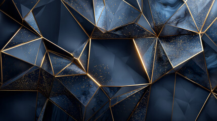 Leather texture. Abstract polygonal pattern luxury dark blue with gold