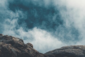Misty Mountain Peaks: A Serene Landscape in Blue Hues