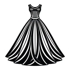 Obraz premium Elegant bridal gown vector illustration depicts a beautiful silhouette for a stylish wedding