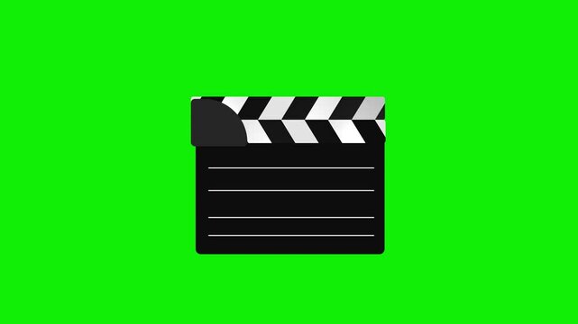 2d movie director take retro clapperboard action take cut film green screen 4k