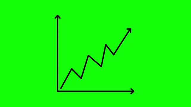 2d stock market candlesticks growth up animation green screen background 4k