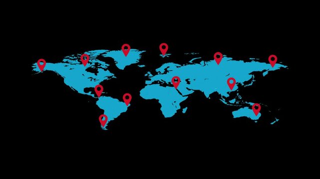 2d wald maps location pop up animation 4k green screen