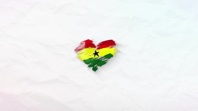 Ghana grunge flag. Heart for your design. Beautiful heart consisting of paint strokes. Perfect for screensavers or intros