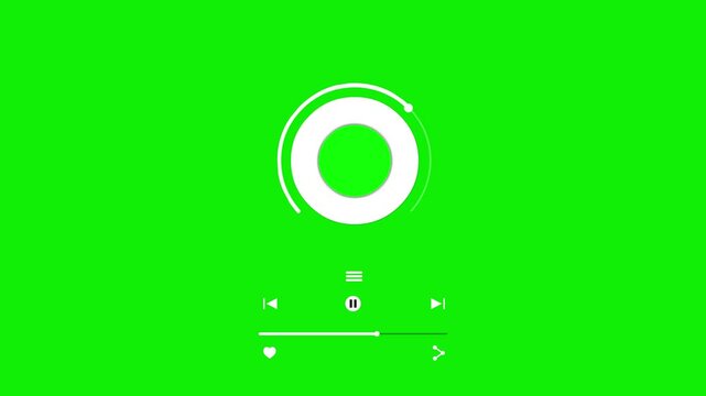 animated music player with download sound loop reload icon 4k green screen