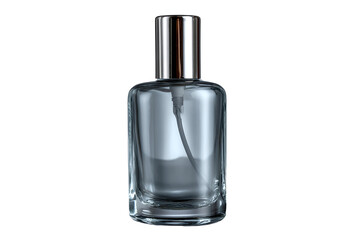 Perfume bottle with sleek design on white isolated background, ideal for beauty product displays.