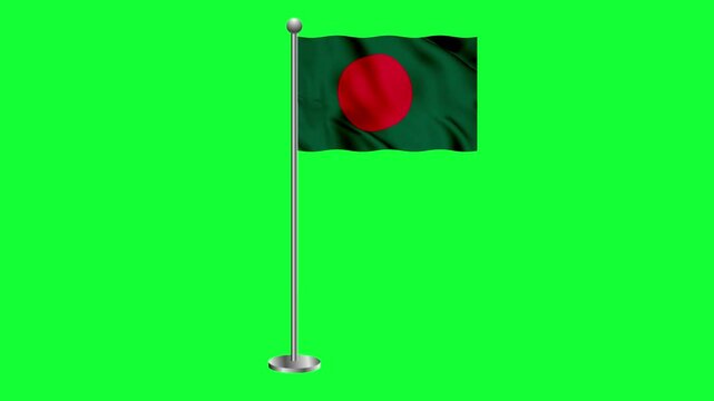 bangladesh flag waving 3d rendered animation green screen 4k