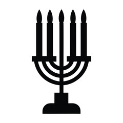 modern silhouette of a Hanukkah candle white background.