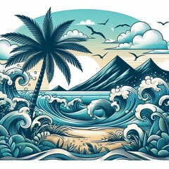 Obraz premium tropical island with palm trees