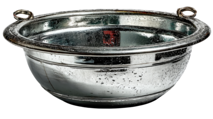 Silver Serving Bowl:  A gleaming silver bowl, adorned with elegant detailing, is ready to serve your next culinary masterpiece.  It's the perfect statement piece for your dining table. 