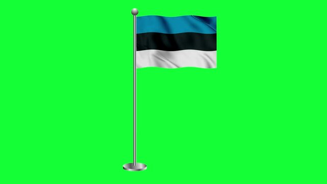 Estonia colorful flag waving 3d rendered animation green screen 4k