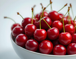 Red Cherries in a Bowl Fresh Ripe and Ready to Eat