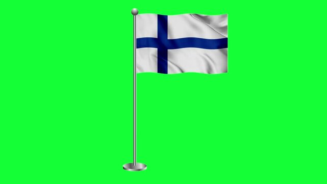 Finland colorful flag waving 3d rendered animation green screen 4k
