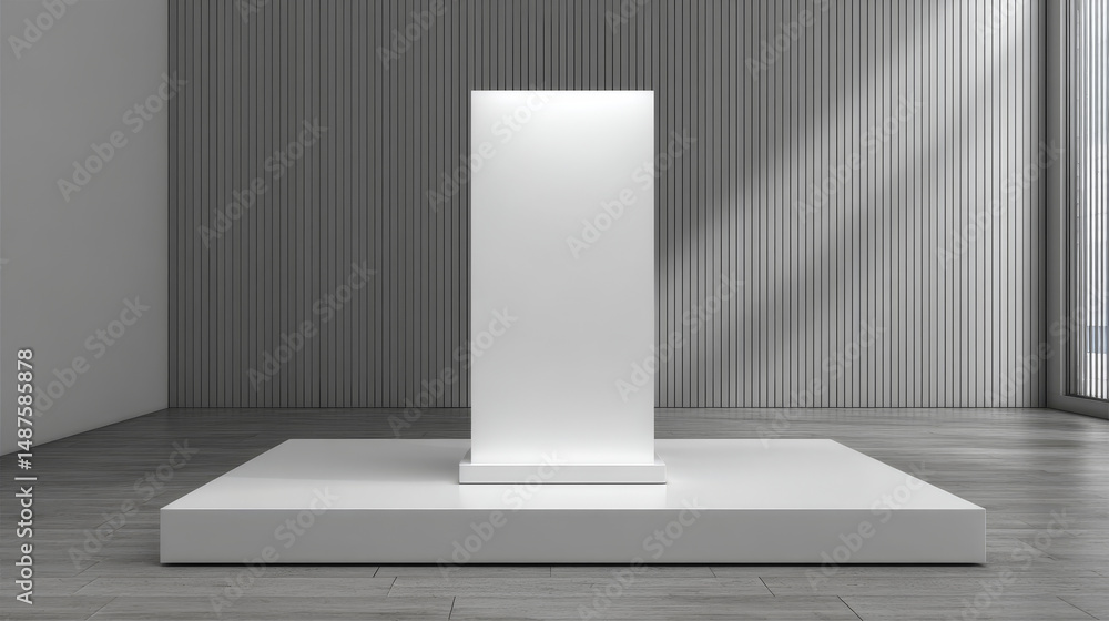 Poster white podium isolated background platform stage mockup 3d presentation display stand product minimal